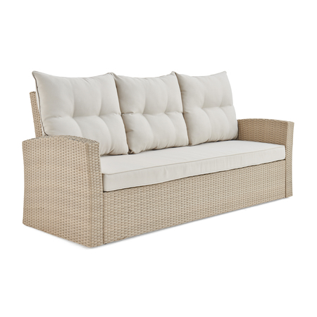 Alaterre Furniture Canaan All-Weather Wicker Outdoor Sofa with Cushions AWWC0445CC